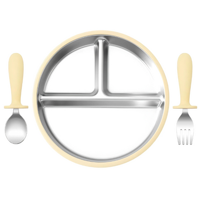 Stainless Baby Plate and Cutlery Set with Suction Base