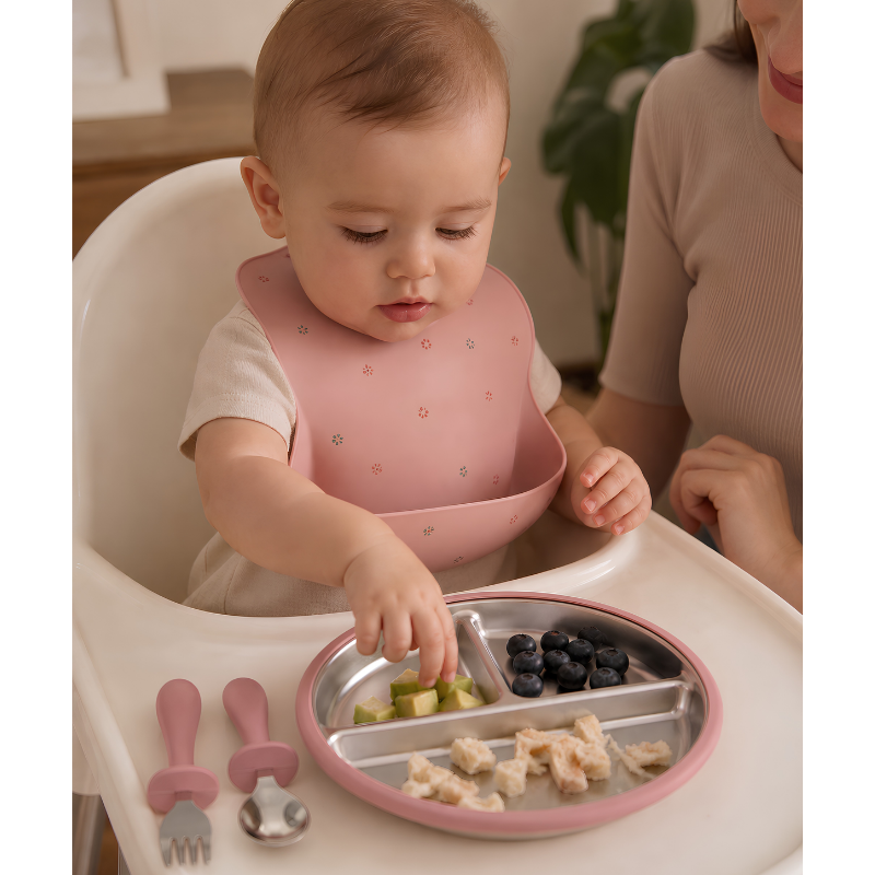 Stainless Baby Plate and Cutlery Set with Suction Base