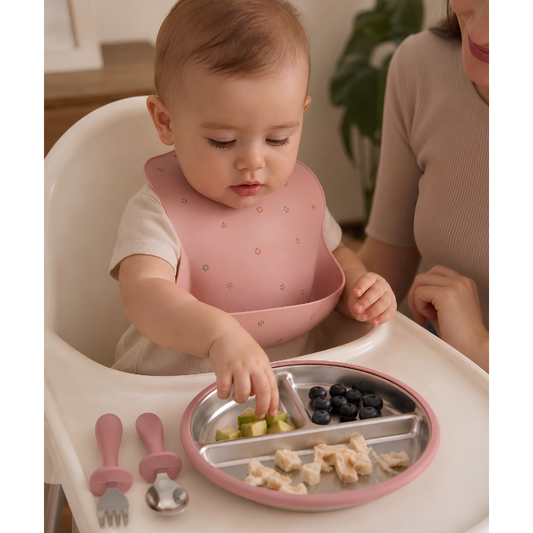 Stainless Baby Plate and Cutlery Set with Suction Base