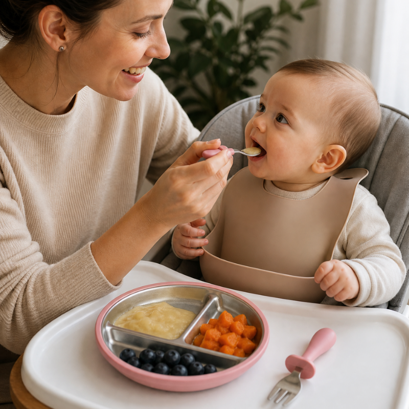 Stainless Baby Plate and Cutlery Set with Suction Base